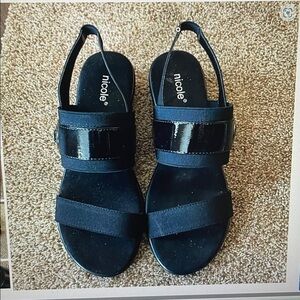 Nicole Black Strappy Sandals 7M